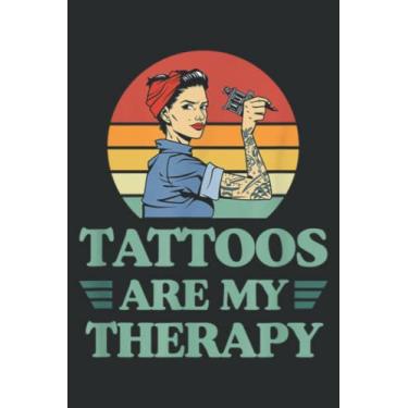 Imagem de Tattoos Are My Therapy Retro Vintage Style Ink Gun Love Family: Lined with 6x9 inches, 100 Pages For Memo Diary Journal, Memo Diary Subject Notebooks Planner for Travelers, Students, Office