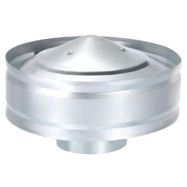 Imagem de YOKIVE 1 peça de tampa de chaminé redonda de 10 cm, tampa de chaminé superior de cone de ferro galvanizado com tela | Tampa de tubo de fogão, ótimo para teto de combustão de ventilação externa