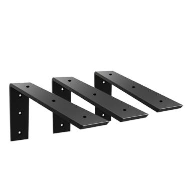 Imagem de Walwe Suporte De Bancada, Pacote Com 3 Unidades, 12", Resistente, 3/8" De Espessura, Suporte De Bancada Em Granito Preto, 12" X 6" X 2,5" De Prateleira, Suporte Em L, Corbels De Lareira Para Bancadas