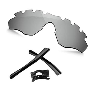 Imagem de TRUSHELL Lentes de reposição polarizadas | Kits de borracha para óculos de sol Oakley M2 com armação ventilada OO9212, Kits de borracha preta + espelho prateado - polarizado, M2 Frame Vented