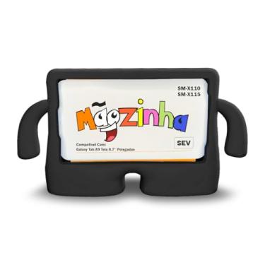Imagem de Capa Mãozinha Compatível Com Tablet Galaxy Tab A9 8.7'' X110 X115 - Capinha Infantil Borracha, Anti Impacto (Preto)