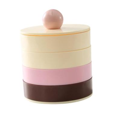 Imagem de Deevoka Organizador de joias rotativo, suporte para brincos, expositor de joias, bandeja, caixa de armazenamento de berloques para mesa, viagens, Bola Rosa