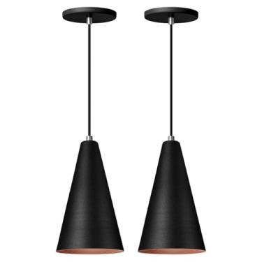 Imagem de Kit 2 Pendente Lustre Luminária Cone Preto