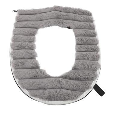 Imagem de Capa de Assento Aquecida para Vaso Sanitário, Aquecedor de Assento Alimentado por USB, Almofada de Veludo Lavável para Casa, Banheiro 43x37cm (Cinza)
