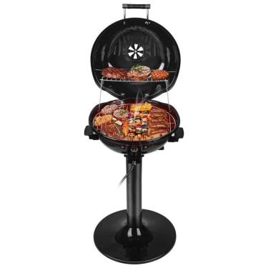 Imagem de Churrasqueira Elétrica Portátil Serve 15 Porções com Grelha Removível, 110V Techwood, Preto