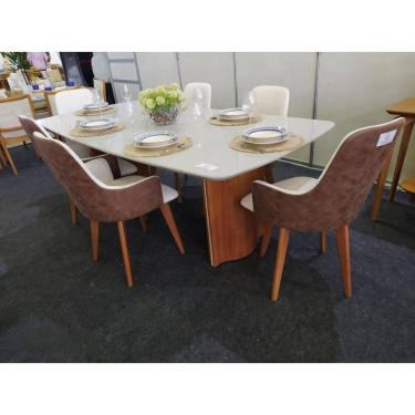 Imagem de Sala de Jantar com Vidro 6 Cadeiras 1,80x1,0m - River - Requinte Salas