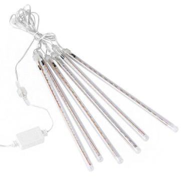 Imagem de Cascata Chuva De Neve 180 Leds Natal 8 Tubos Enfeite Pisca Pisca Natalino Iluminaçao Decoraçao Queda Gelo