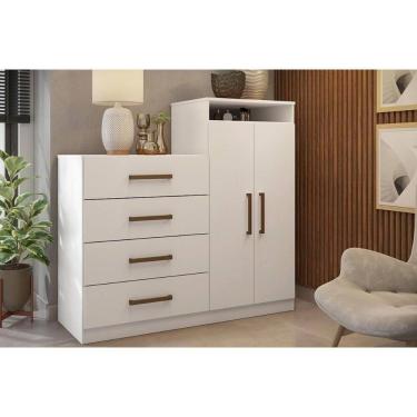 Imagem de Cômoda Casal áurea C- 2 Portas E 4 Gavetas Branco - Demóbile