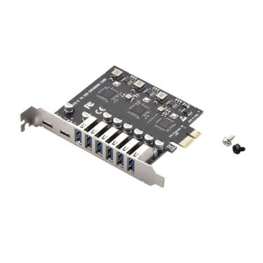 Imagem de Placa de expansão PCIe de 8 portas USB 3.2 Gen1 5Gbps, PCI Expree para cartão de expansão USB C (6 USB e 2 Tipo C)