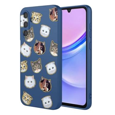 Imagem de HTXWXJC Capa de telefone para Galaxy M55 5G, capa para Samsung M55 SM-M556 à prova de choque flexível bumper TPU capa macia padrão gato capa de telefone para Samsung Galaxy M55 gato azul
