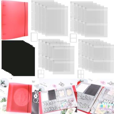 Imagem de 31 peças/conjunto de fichário A4 para armazenamento de livros, 29 x 21 cm, 10 peças de folhas magnéticas de 0,3 mm de espessura para armazenamento de matrizes com 1 pasta de bolso e 20 páginas de