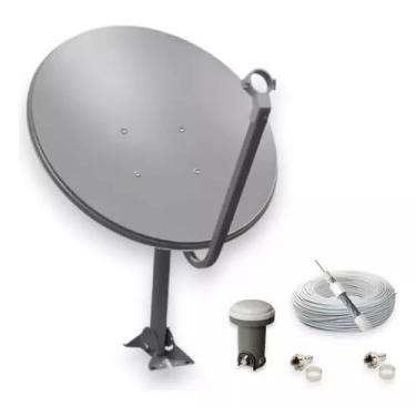 Imagem de Kit Antena KU 60cm (pedestal 55cm) Sem logo + LNB Simples + Kit Cabo RG59 40% 15M c/2 Conectores de Crimpar Century
