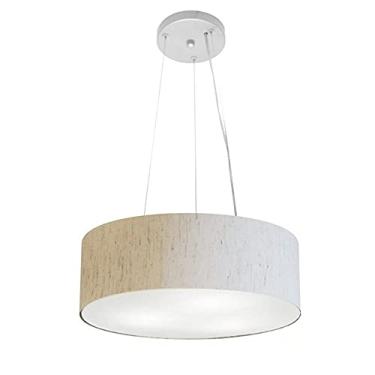 Imagem de Lustre Pendente Cilíndrico Cúpula Tecido 40x15 cm, Vivare Iluminação, Pendente4181 LLA-35, Linho Bege, Médio