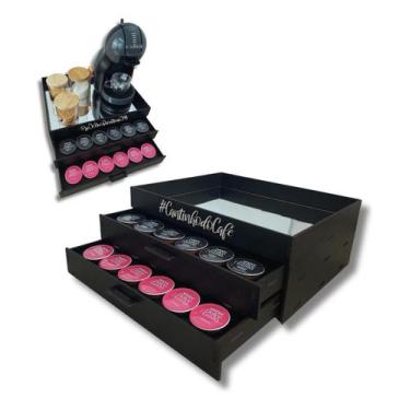 Imagem de Porta Capsulas 2 Gavetas Preta Dolce Gusto Bandeja Espelhada Luxo Café