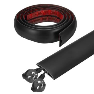 Imagem de HARFINGTON Capa de cabo de 1,8 m L 1,5 x A 0,3 Canal interno PVC esconde extensão, protetor de fios para evitar desvios de cabos, gerenciamento de cabos, preto