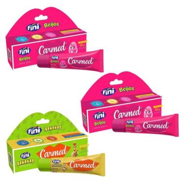 Imagem de Kit 3 Unidades Hidratante Labial Carmed Fini 2 Beijos e 1 Bananas Efei