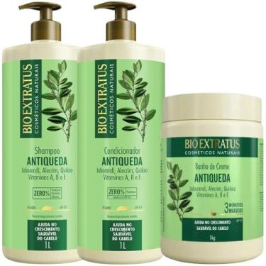 Imagem de kit 1 Shampoo 1 Condicionador 1 Banho creme Jaborandi 1 L - BIOEXTRATU