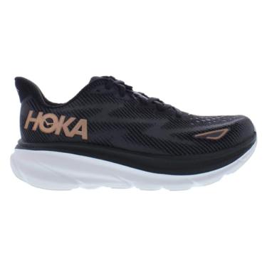 Imagem de HOKA ONE ONE Clifton 9 Tênis feminino, Preto/ouro rosa, 41