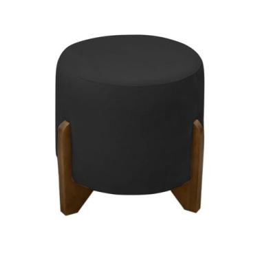 Imagem de Puff Banqueta Decorativo Luiz Suede Preto Do Lar Móveis e Decoração