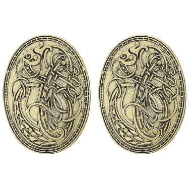 Imagem de Conjunto de broche com design de escudo nórdico viking para fantasia medieval: fivela pequena, fecho, clipe e fixadores para roupas, cachecol, manto, joias, corrente e vestido de avental para mulheres
