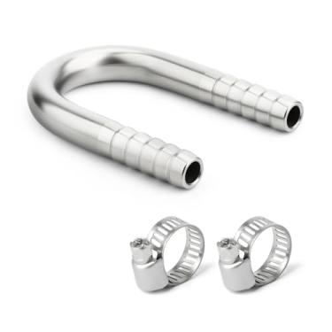 Imagem de TAISHER 1 peça de aço inoxidável 304 5/20.3 cm x 5/20.3 cm acessórios de farpa de mangueira, emenda de junta em forma de U, união de encaixe para combustível/ar/lítio/gás com 2 peças de braçadeira de
