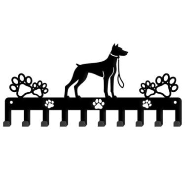 Imagem de SUPERDANT Doberman Pinscher Suporte para chaveiro, ganchos de cachorro, suporte para chaves com 10 ganchos, gancho decorativo para pendurar na parede, organizador personalizado para coleira de