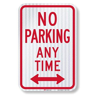 Imagem de SmartSign - Placa T1-1060-DG_12x18 No Parking Any Time | 30.5 cm x 45.7 cm 3M Diamante Grade Alumínio Refletivo Vermelho em Branco