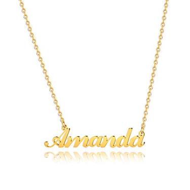 Imagem de Hidepoo Colar Amanda - Colar com nome banhado a ouro 18K Amanda para mulheres joias
