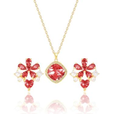 Imagem de JIEMUCHU Conjunto de joias de pérola de prata esterlina com zircônia brilhante, conjunto de colar de brincos de pérola para mulheres, joias de casamento para noivas damas de honra, dia das mães, 1.8cm