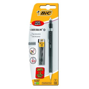 Imagem de Lapiseira bic Criterium 0.7mm, Com 12 Grafites Grátis, hb N°2, Traço Mais Preciso - bt 1 un
