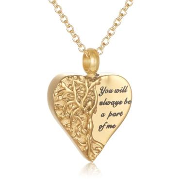 Imagem de STEFWD Colar de urna árvore da vida para mulheres, meninas, mãe, aço inoxidável, joia de cremação de coração para cinzas de entes queridos, pingente memorial de lembrança, Aço inoxidável, Sem Pedra