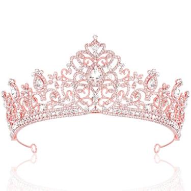 Imagem de Coroas de cristal para mulheres, tiaras, noiva, rainha, coroa, princesa, tiara de quinze anos, acessórios de cabelo com strass, acessórios de cabelo para formatura, aniversário, concurso, festa, ouro