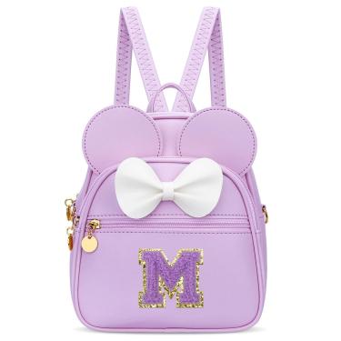 Imagem de Mini mochila KKXIU Girls Initial Bowknot de couro sintético roxa