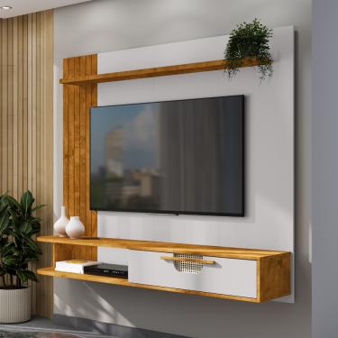 Imagem de Painel Frisado para TV Até 60 Polegadas 1 Porta Jeri Bechara - Naturale/Off White