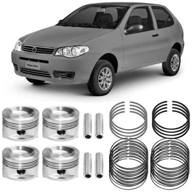 Imagem de Kit Pistão Anel 0.40 Fiat Palio Fire 1.0 2007 a 2011 Flex Metal Leve