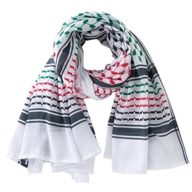 Imagem de Cachecol Keffiyeh Palestina Respirável Shemagh Poliéster Árabe Palestino Keffiyeh Estampa Geométrica Saudita Dubai Turbante para Homens Mulheres Uso Diário Festa Viagem, 137 x 137 cm, Tamanho �nico