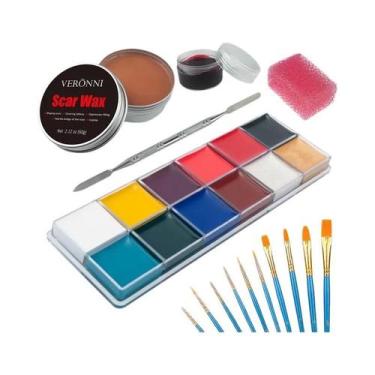 Imagem de Kit de Maquiagem SFX de 12 Cores para Halloween - Pintura Corporal, Fa