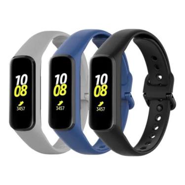 Imagem de 3 Pulseiras De Silicone Galaxy Fit 2 R220 - Preto / Cinza/ Azul Marinh