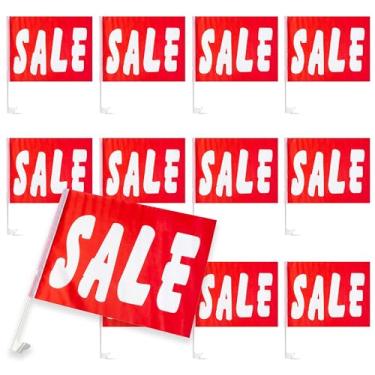 Imagem de Bandeiras de venda de janela de carro para concessionárias, bandeiras vermelhas de 30 x 40 cm (pacote com 12)