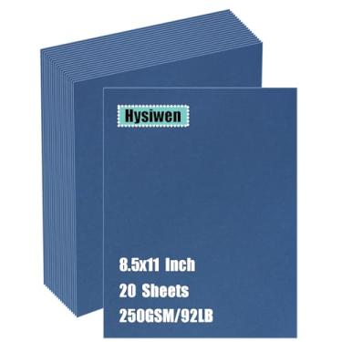 Imagem de Hysiwen 20 folhas de cartolina azul marinho 21 x 28 cm, 250 g/m²/41 kg de espessura para fazer cartões, convites, artesanato em papel ou desenho