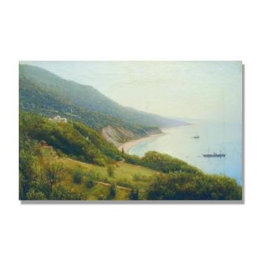 Imagem de Impressões em tela famosas. "At the Crimean Coast" de Lev Lagorio, reproduções de arte clássicas, decoração de parede moderna para sala de estar escritório. 40 x 65 cm-15,7 x 25,6 pol sem moldura