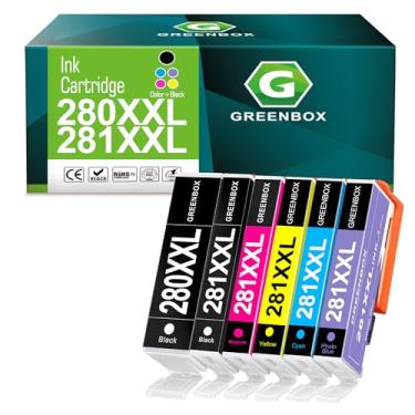 Imagem de GREENBOX Cartucho de tinta de substituição compatível para Canon PGI-280XXL CLI-281XXL PGI 280 XXL CLI 281 XXL para impressora PIXMA TS8320 TS8220 TS8120 TS9100 (PGBK, preto, foto azul, ciano, magenta