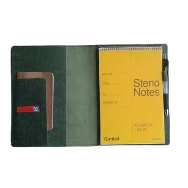 Imagem de JJNUSA Capa de couro compatível com Rocketbook Flip Executive 15,24 x 22,4 cm, notas de esteno 15,2 x 23 cm, cadernos espirais envelhecidos, capa de couro genuíno A5 (verde)