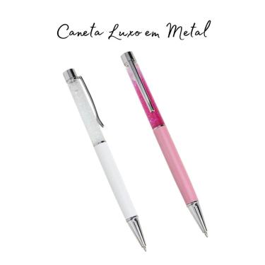 Imagem de 02 Canetas Luxo metálica com glitter presente de natal lembrancinha escritório papelaria