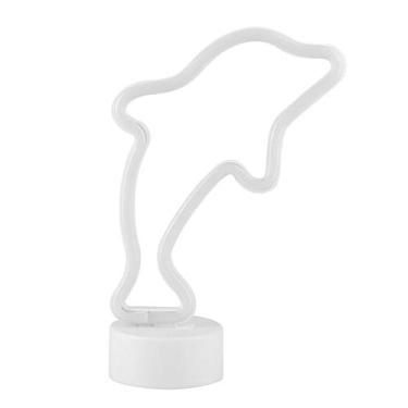 Imagem de Lâmpada de Luz da Noite LED Em Forma de Golfinho Romântico, Luz Decorativa de Mesa Estável Com Base Redonda