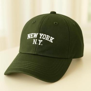 Imagem de Boné NY New York Retro Masculino Aba Curva, Verde musgo
