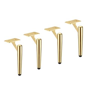 Imagem de Conjunto de 4 pernas de móveis pernas de sofá de metal moderno suporte de móveis pés de substituição para sofá cadeira bandeja elevada pés, ouro - 25 cm