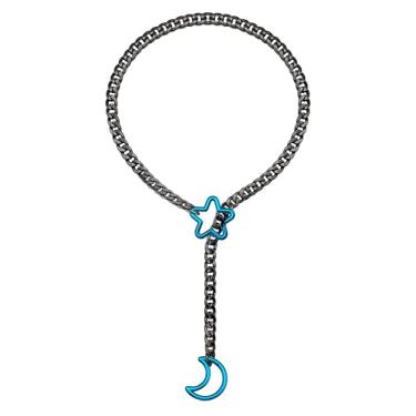 Imagem de EverGlimp Colar feminino com corrente deslizante e lua estrela, punk rock, cubano, ajustável, colar em Y, colar em Y, 25'', Zinco, Sem Pedra Preciosa
