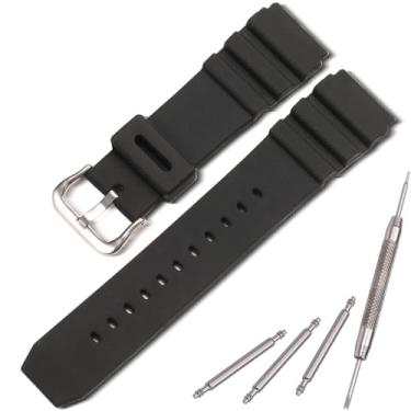 Imagem de Pulseira de silicone para relógio compatível com Casio MDV106 série AMW320R AMW320D pulseira unissex para esportes ao ar livre de 22 mm (fivela prateada)