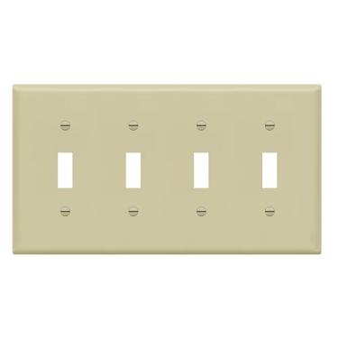 Imagem de (4 Gang, Ivory) - Enerlites 8814-I Toggle Light Switch Wall Plate, Standard Size 4-Gang, Polycarbonate Thermoplastic, Ivory